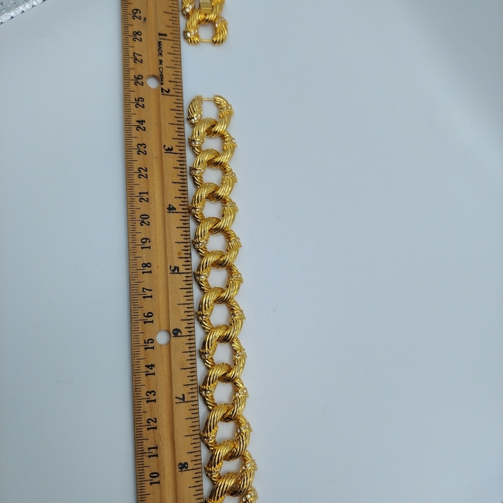 Camrose & Kross Large Link Bracelet 7" with Rhinesones, has Extender 1". VGC. - Picture 8 of 13